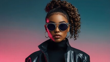 Stylish Woman in Sunglasses, Bold Fashion Portrait