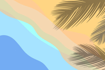 beach background with coconut leaf shadows