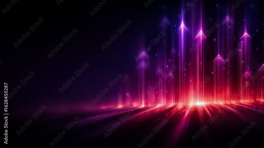 Aufkleber purple background with a bunch of arrows pointing upwards. the arrows are in different colors and si