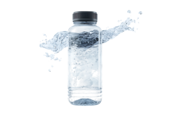 Water splashing from a bottle, hydration concept