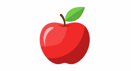 A vibrant red apple, with a stem and leaf, displayed in a simple, flat design.