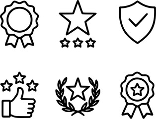Premium quality assurance vector icon set for certificates badges and excellence rating 