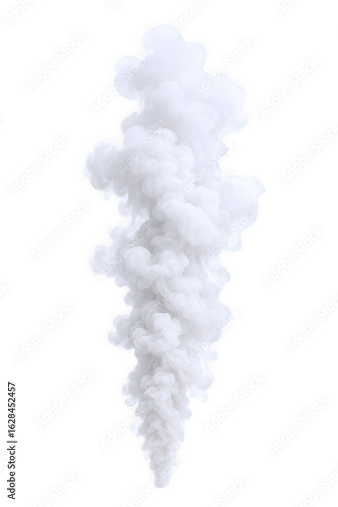 Aufkleber abstract vertical plume of white smoke or ink dissolving in water, creating ethereal and dynamic swi