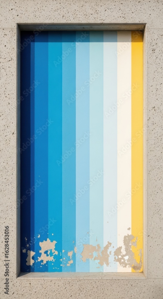 Poster chromatic harmony vertical palette within concrete frame with weathered finish