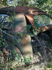 old rusty car in the nature