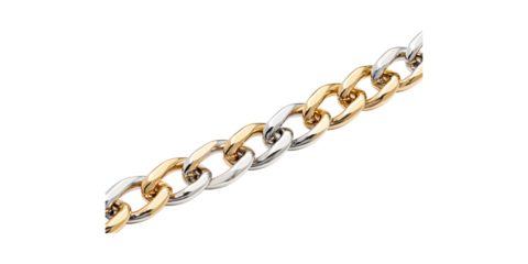 Gold And Silver Chain Link Bracelet. Elegant Jewelry Design For Fashion And Style Isolated On Transparent Background