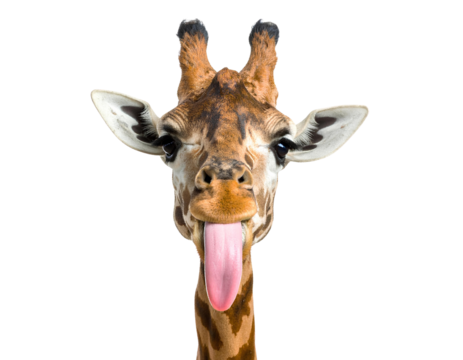 Funny Giraffe Sticking Out Tongue Closeup 