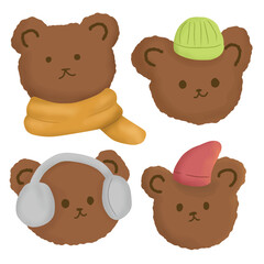 Cute winter animals collection bear festive animal friends adorable winter creatures. 