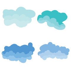 A simple and clean vector element set of blue gradation cloud flat design. Set of cartoon clouds.