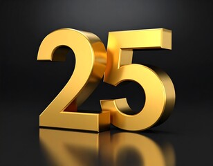 Gold 3D Number 25