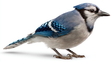 Obraz premium Blue jay profile against white
