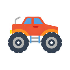 Obraz premium Monster Truck Icon in Flat Vector Style, Rugged Off-Road Vehicle Silhouette with Oversized Tires, Isolated Graphic for Apps, Infographics, and Extreme Sports Design 