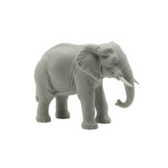 Obraz premium A miniature elephant, sculpted from smooth transparent plastic with lifelike accuracy and sharply defined features, perfectly still on a transparent, isolated seamless background under bright