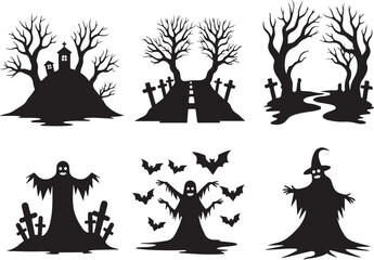 Spooky Halloween silhouettes for festive holiday designs