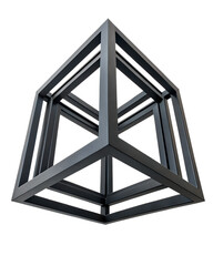 Modern Black Geometric Metal Sculpture &ndash; 3D Abstract Wireframe Cube Art for Contemporary Interior Design, Industrial Decor, and Minimalist Wall Installations