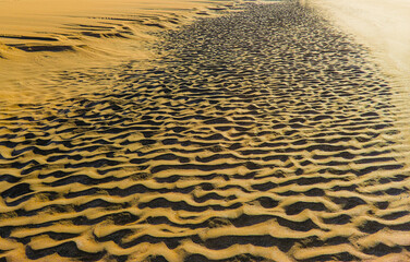 beach sand forming ripples on the ground