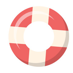 Obraz premium Lifebuoy illustration, summer beach vector doodle