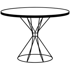 Sleek Metal Frame Dining Table Outline Vector 