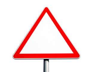 Blank triangular road sign for caution or warning