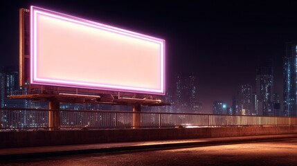 Empty billboard at night in a city