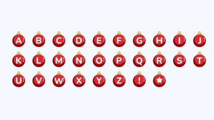 Christmas ball icon, alphabet sheet, type and symbol