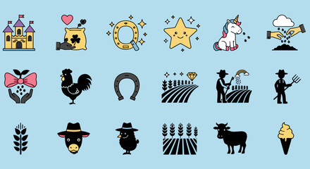 A vector illustration features a horseshoe, a symbol of luck and good fortune, presented in a clean, modern style suitable for various design applications.