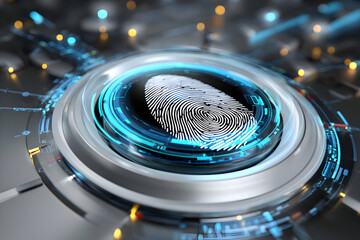 Cybersecurity Service Concept Featuring Digital Data Protection With Fingerprint Lock for Enhanced Security and Privacy Online