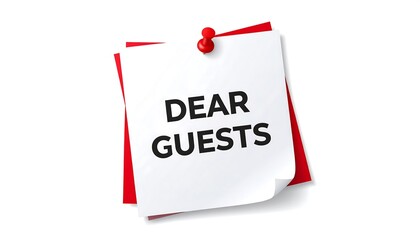 Sticky note message to guests