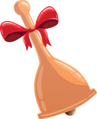 Christmas Bell with Red Bow Isolated on White Background
