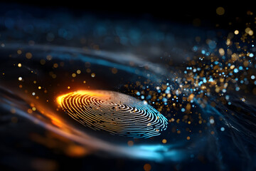 Advanced Cybersecurity Service Concept Featuring Digital Data Protection With Fingerprint Lock and Encryption