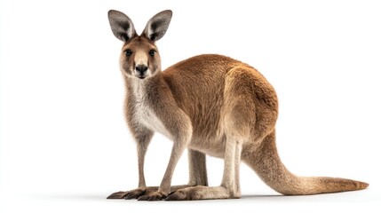 Fototapeta premium Red Kangaroo on White Background