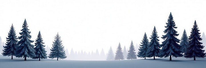Obraz premium Elegant dark silhouettes of Christmas trees against a white background , christmas, cedar