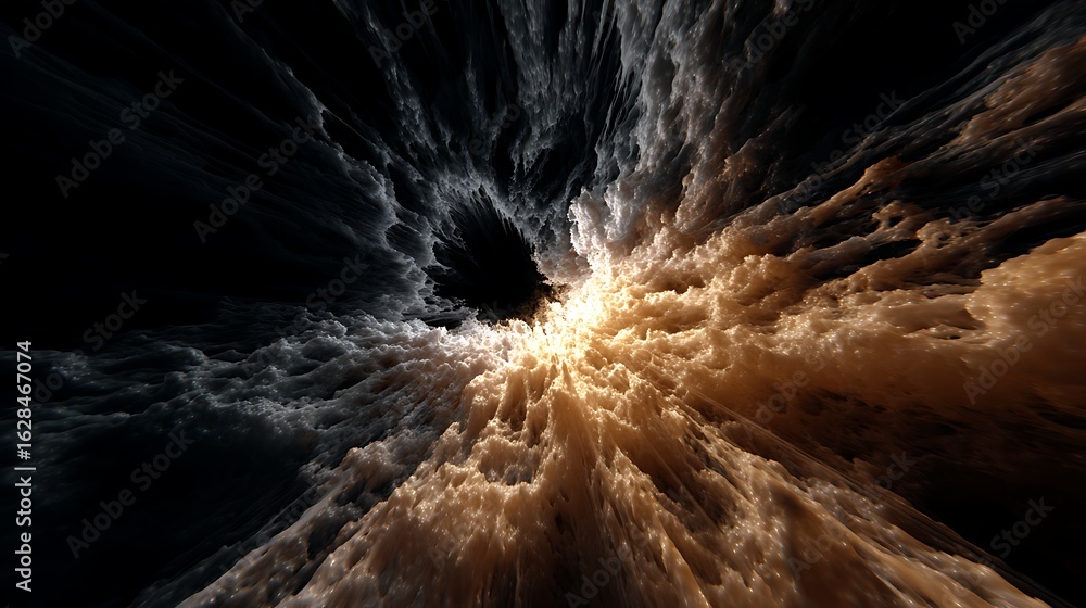 Poster abstract cloudscape with a dramatic sky and a dark tunnel effect, creating a sense of depth and myst