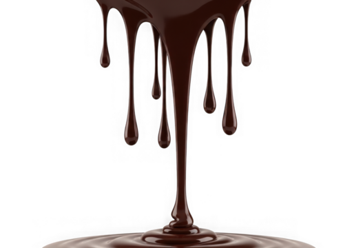 Delicious chocolate dripping liquid dessert food isolated on transparent background