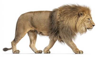 Obraz premium Majestic lion in profile walk