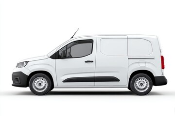 Blank Delivery Van Side Mockup for Showcase - White Layout Ready for Presentation