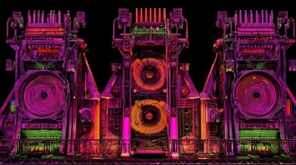 Fototapeta premium Cyberpunk stage design, vibrant colors