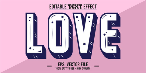 Love - editable text effect, valentine vector font style art illustration.