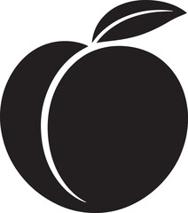 Peach with a leaf isolated silhouette art illustration design stock photos royalty free image premium quality