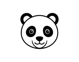 Fototapeta premium Adorable Panda Bear Face, Simple Line Art, Cute, Friendly