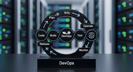 Visualizing the continuous software development and operations lifecycle in a modern data center environment.