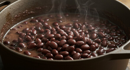 Close-up of cooked beans – tender texture and rich color showing savory preparation