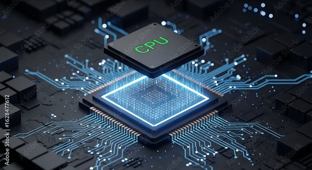 Aufkleber close up of a modern cpu chip, a central processing unit for computer technology