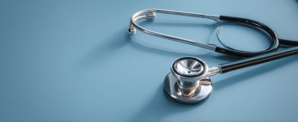 The Stethoscope resting on a smooth blue surface highlighting medical professionalism.