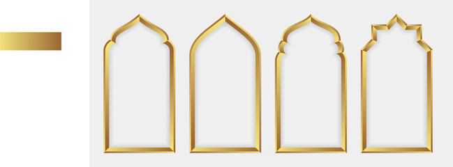 Golden Islamic window shapes in oriental style.