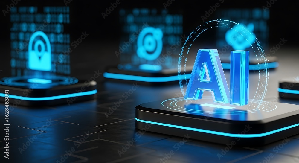 Aufkleber artificial intelligence concept with futuristic design and abstract background