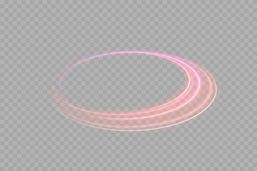 Abstract neon glowing ellipse with vibrant gradient colors of pink, purple, and blue. Futuristic magic circle light effect, energy tunnel swirl, dynamic curve ring for sci-fi design, fantasy backgroun