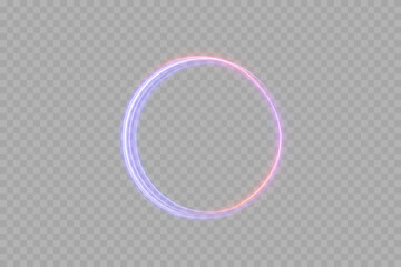 Neon light ellipse with dynamic swirl effect, bright gradient colors in pink, blue, and purple. Abstract magic portal, futuristic energy ring for sci-fi fantasy backgrounds, modern illustration, and v