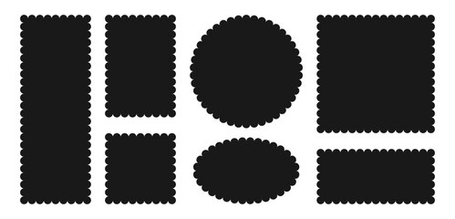 Set of different frame, shape with line scalloped edge