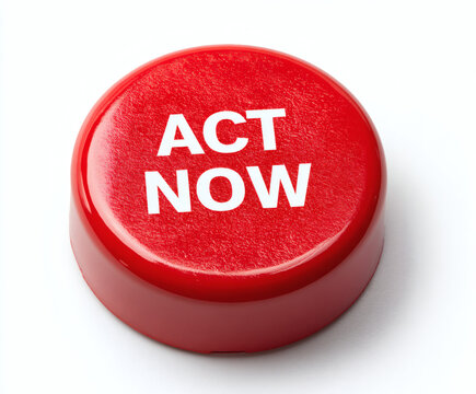 A bold red button urges viewers to 'act now' on a white backdrop.